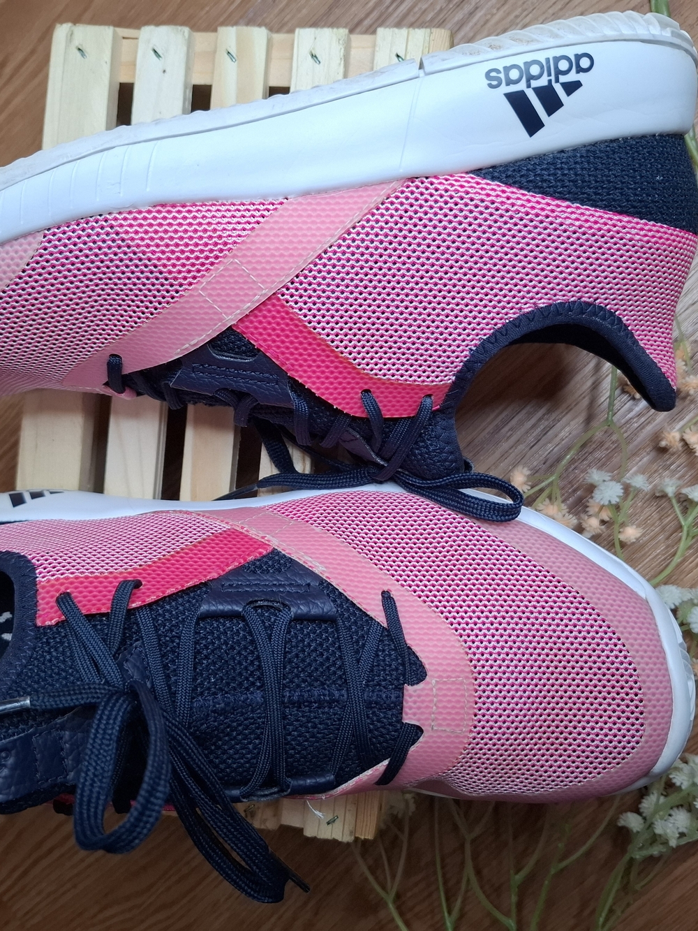 Adidas Women's Pink and Navy Lightweight Running Shoes - Picture 4 of 5